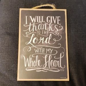 "I Will Give Thanks to the Lord" chalkboard sign